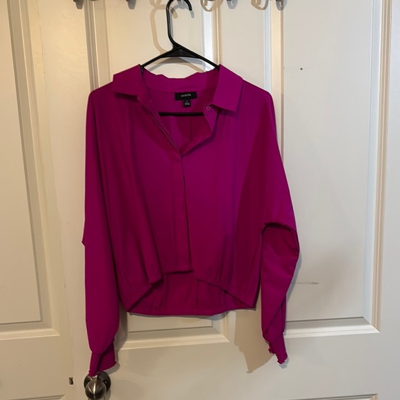 Alfani Fuchsia Button-Up Blouse - Picture 1 of 7